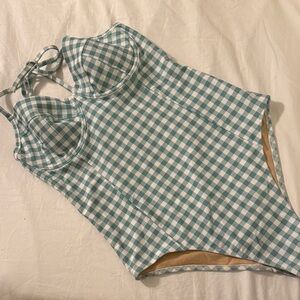 Old Navy Women's Checkered One Piece in Green and White